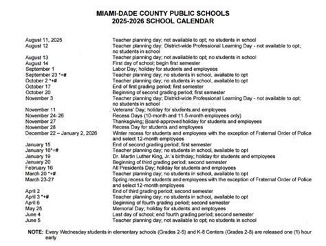 Miami Dade County School Holiday Calendar 2025-2026 - My School ...