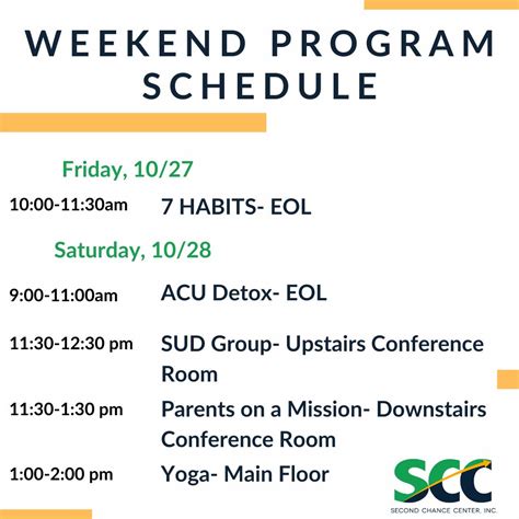 Join us at the Second Chance Center Aurora for an action packed weekend ...