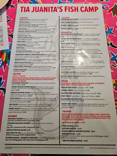 Tia Juanita's Fish Camp - Longview Menu - Updated October 2025
