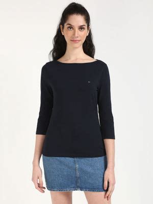 Buy Tommy Hilfiger Women Navy Blue T-Shirt (XS) Online