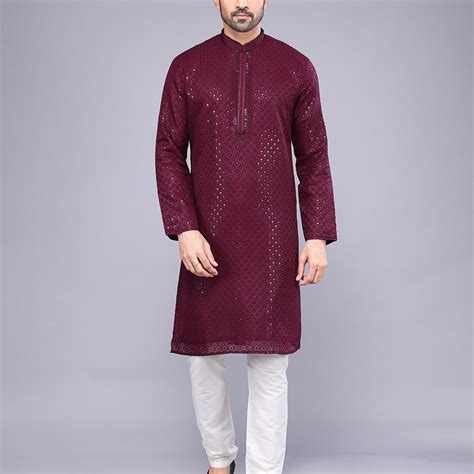 All Over Embroidery & Sequence Work Kurta Set – De Royal Mens Ethnic