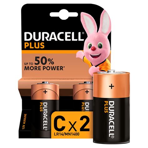 Duracell Plus Type C Alkaline Batteries, Pack of 2 | Household ...