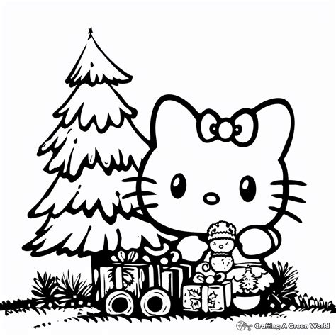Free Christmas Coloring Pages Hello Kitty
