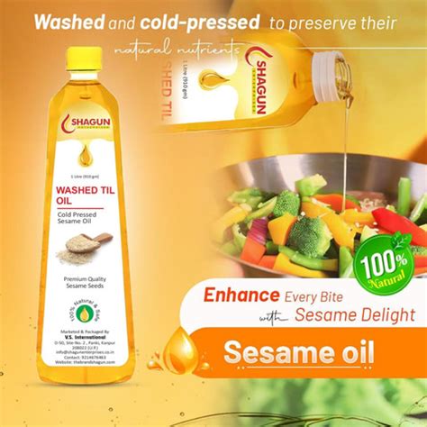 SHAGUN Cold Pressed Sesame Oil | 100% Pure Gingelly oil | Washed Til ...
