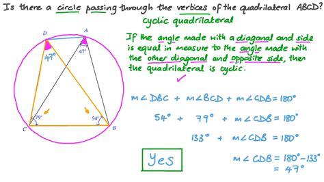 Question Video: Using the Properties of Cyclic Quadrilaterals to Solve ...
