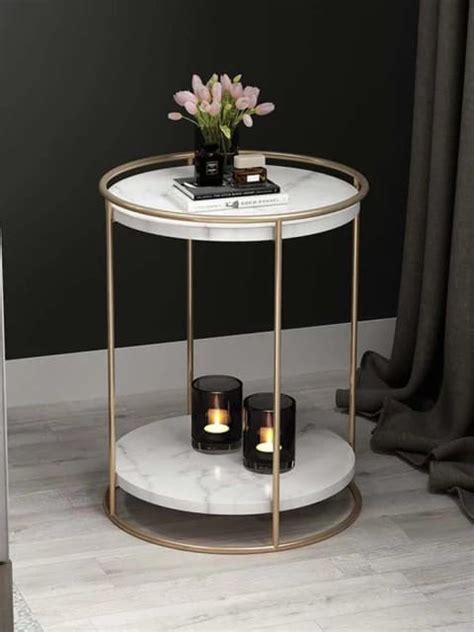 Black Faux Marble 2-Tier Narrow Console Table – Homcraft