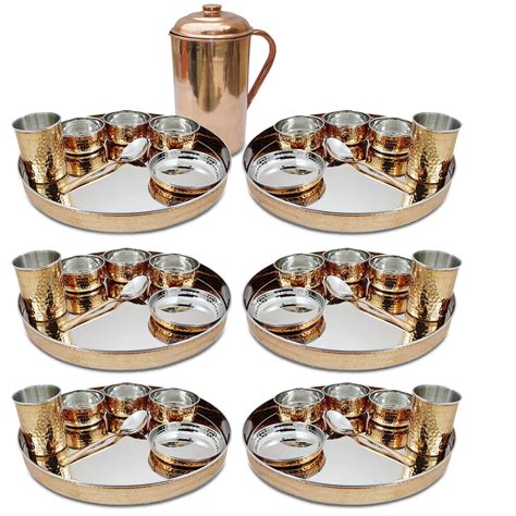 Buy Dungri ® Set of 6, Traditional Dinnerware Stainless Steel Copper ...