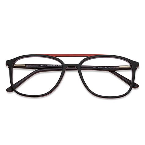 Matte Black Red Line Full Rim Rectangle Vincent Chase Classic Acetate ...