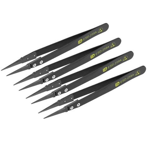 uxcell ESD Precision Anti-Static Tweezers, Stainless Steel Extremely ...