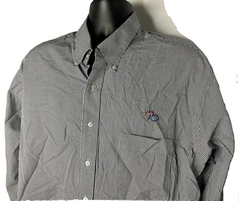 HARRIS TEETER GROCERY STORE EMPLOYEE BLUE GINGHAM BUT… - Gem