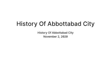 History Of Abbottabad City — Teletype