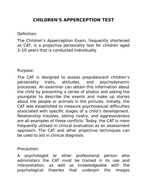 Children'S Apperception TEST - CHILDREN'S APPERCEPTION TEST Definition ...
