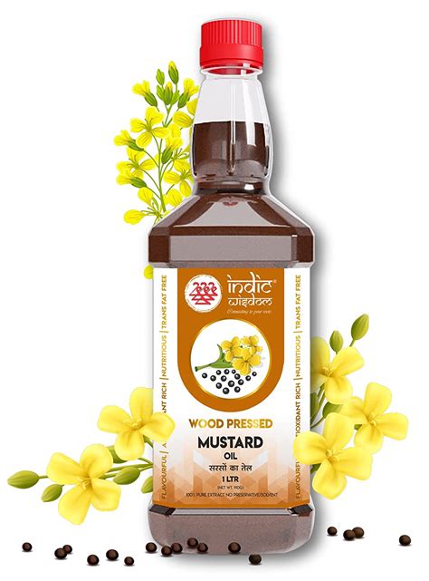 IndicWisdom Wood Pressed Mustard Oil 1 Liter (Cold Pressed - Extracted ...
