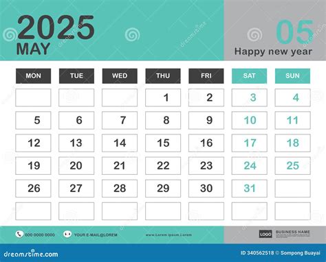 May 2025 Year, Calendar 2025 Template, Week Start On Monday, Desk ...