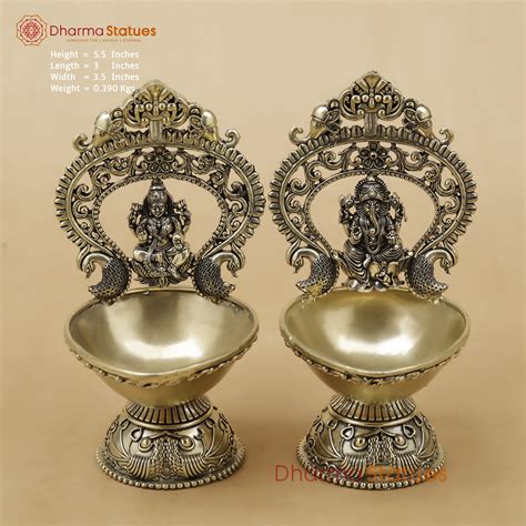 Brass Laxmi Ganesh Diya Fine, 5.5" – Dharma Statues