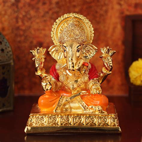 Buy Dagdusheth Ganesh Idol (Gold) Online | Wemy