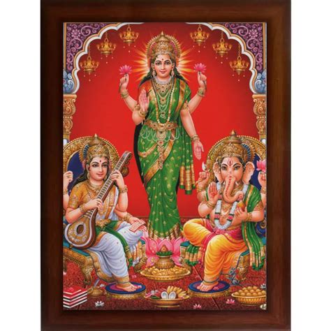 Craft Quest Standing Lakshmi Jii with ganesh ji and saraswati maa Wall ...
