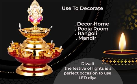 Buy Zerya 12 Deep Double Step Ganesh 2 Layer Electric Diya Deepak Light ...