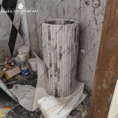 One Piece Marble Pedestal Wash Basin Sink – Dharajyot Stone Art