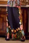 Buy Black Crepe Printed Botanical Lyla Flared Pant For Women by ...