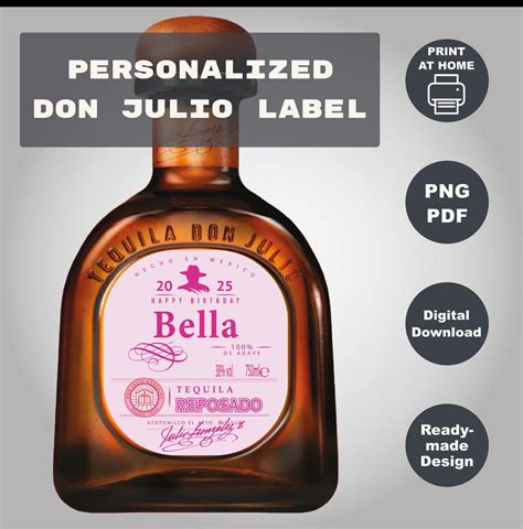 Printable Pink Don Julio Label, Custom Reposado Tequila Label ...