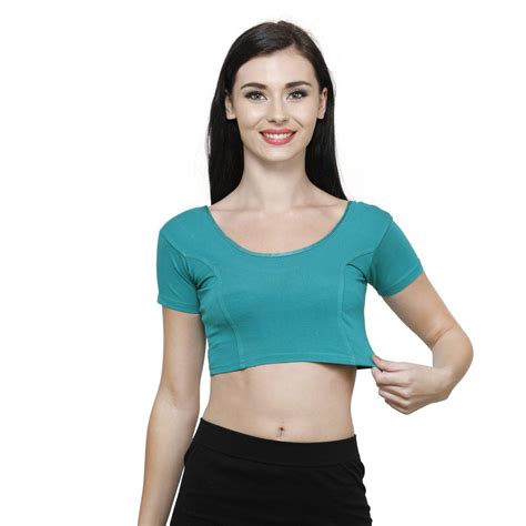 Vami Women's Cotton Stretchable Readymade Blouses - Water Green – BONJOUR