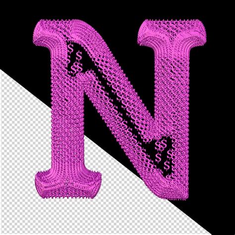Symbol made of purple 3d dollar signs letter n | Premium PSD