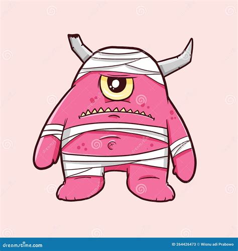 Illustration of Cute Pink Monster Stock Vector - Illustration of nose, cartoon: 264426473