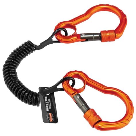 Squids Ergodyne Squids 3166 Coil Tool Lanyard with Dual Carabiners ...