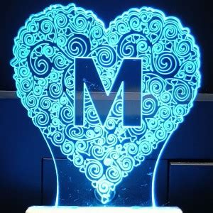 Talgo ALPHABET M Acrylic 3D Illusion RGB 7 Colour Changing LED Plug n ...