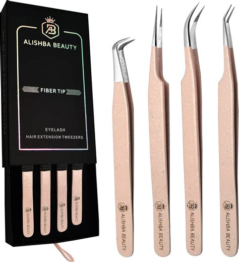 Amazon.com : Alishba Beauty Eyelash Extension Tweezers, Precision Fiber ...