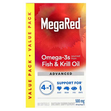 Schiff, MegaRed, Omega-3s Fish & Krill Oil, Advanced 4in1, Vanilla, 500 ...