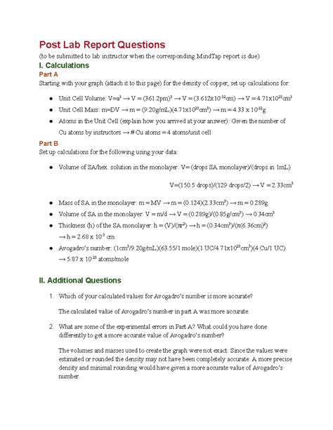 Lab 2 Post Lab questions - Post Lab Report Questions (to be submitted ...