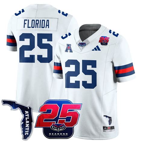 Florida Jersey #25 Florida Atlantic Football 25th Season Stitched ...