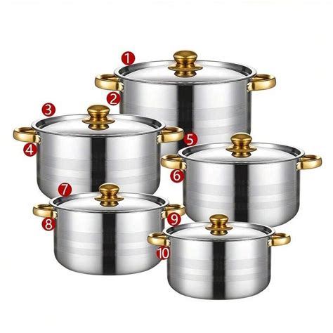 10pcs Stainless Steel Cookware Set With Lids - Multifunctional Kitchen ...