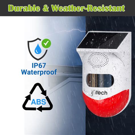 IFITech Wi-Fi Solar Motion Sensor Alarm | 120dB Siren + Strobe Light ...
