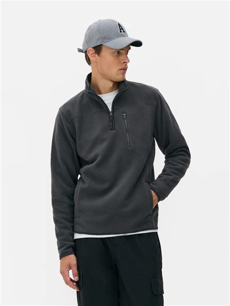 Mens Charcoal Quarter Zip Fleece Sweatshirt | Primark