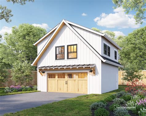 24'x24' Two Car ADU Garage Loft Architectural Plans – Build Blueprint