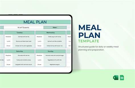 Free Editable Meal Plan Templates in Excel to Download
