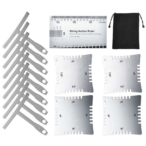 TIMESETL Guitar Fingerboard Fretboard Measuring Tool Set with 4 Guitar ...