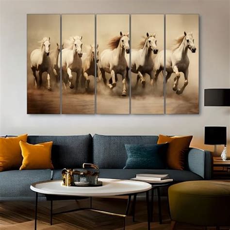 The Castle Decor Vastu 7 Running Horse Painting With Frame 5 Big Size ...