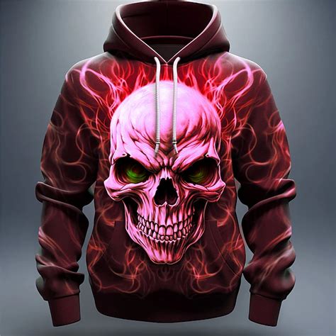 Men's Skull Graphic Prints Hoodie Hoodies Sweatshirt Hoodie Long Sleeve ...