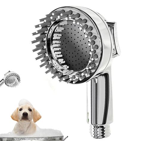 Qpets Pet Shower Head Attachment with Dual Function Brush for Dogs and Cats