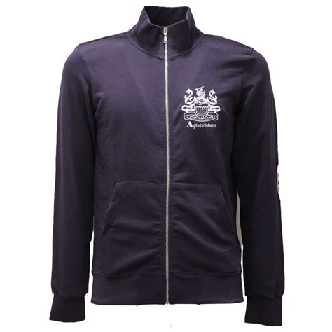 2722AE felpa uomo AQUASCUTUM navy blue full zip cotton sweatshirt man