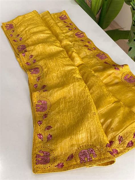 Crush silk embroidery trendy look saree – KVS FASHION BOUTIQUE