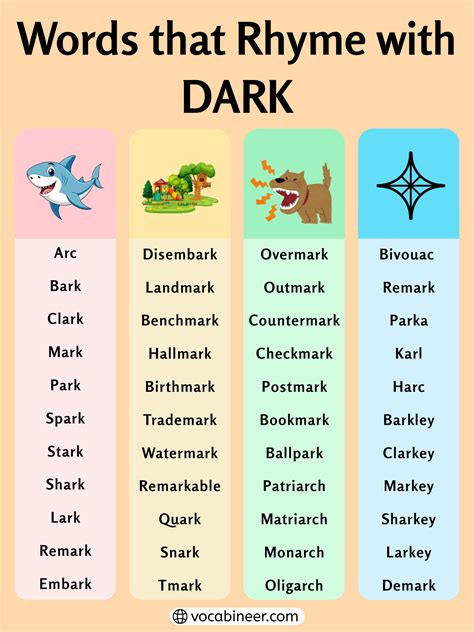 Easy Rhymes for Dark: 642 Creative Words and Phrases
