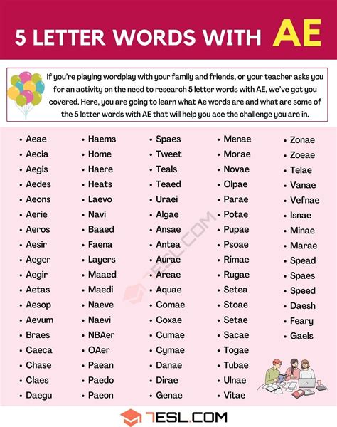 5 Letter Words With Ae In The Middle