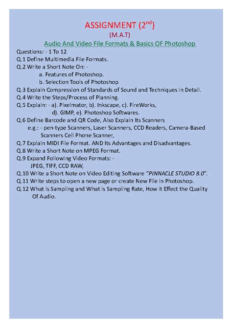 MAT Assignment 2: Key Questions on Multimedia Applications - Studocu