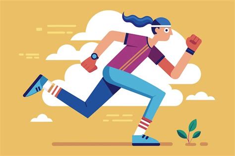 A runner dashes energetically through a vibrant landscape under fluffy ...