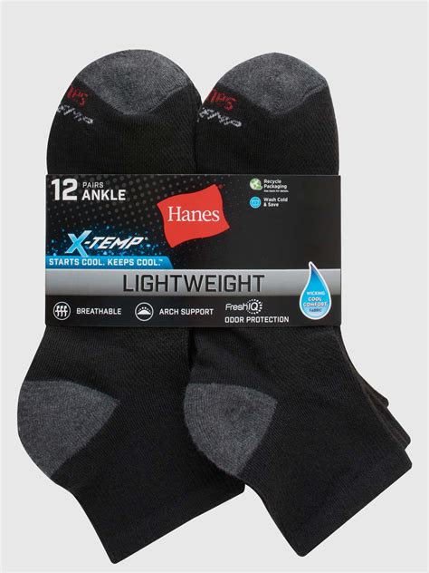 Hanes Men's X-Temp Active Cool Lightweight Ankle Socks, Moisture and ...